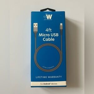 JUST WIRELESS JW 4 FT. MICRO USB CABLE FOR ANDROID DEVICES EXTRA STRENGTH